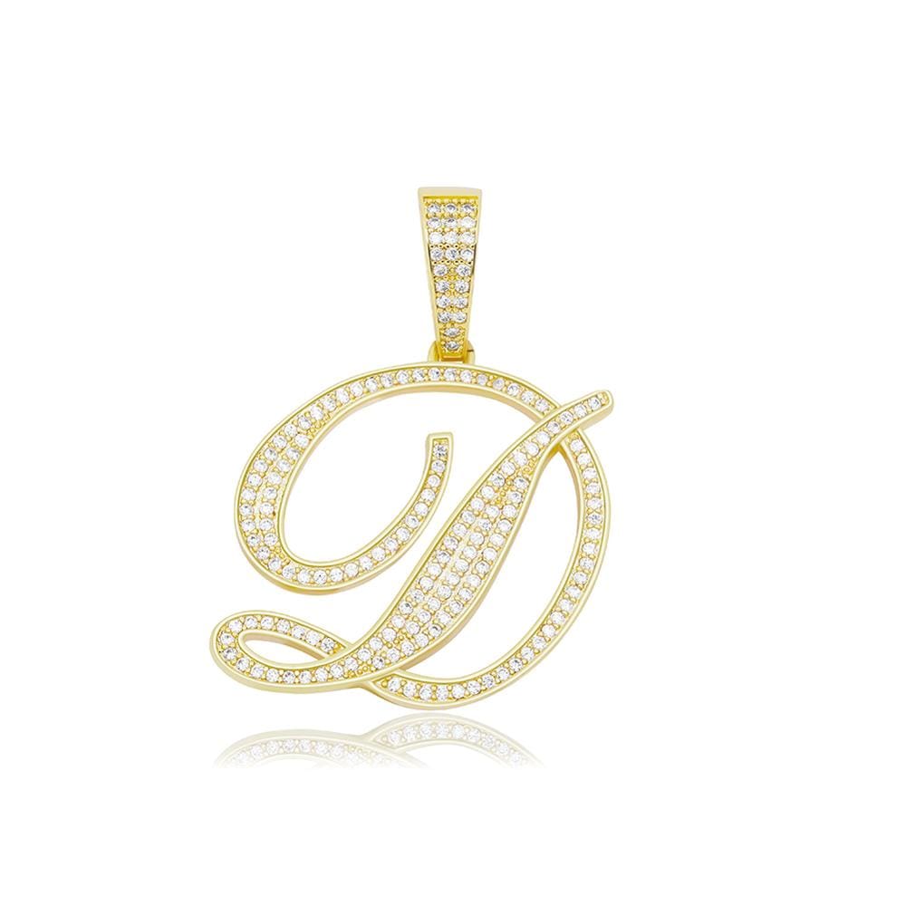 D / Gold Cursive Letter Necklace - The Gold Supply