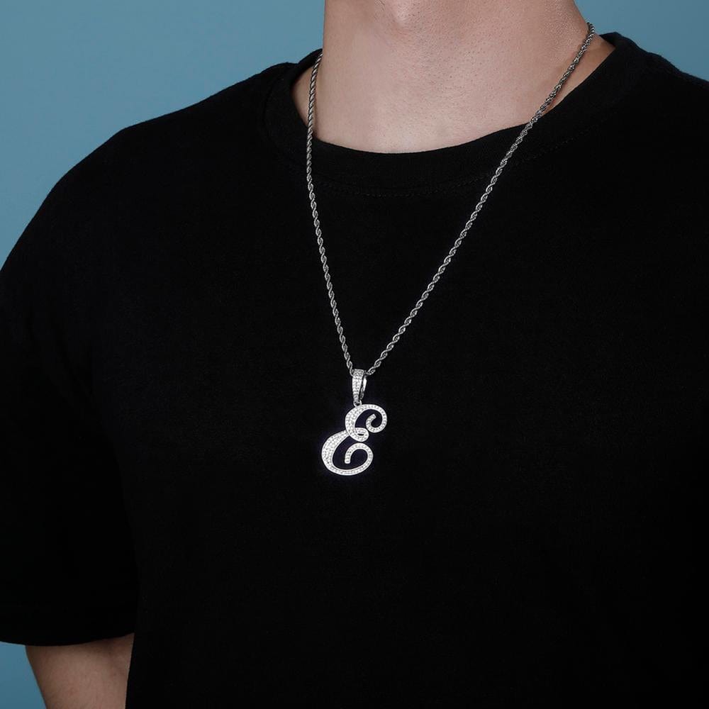 E / Gold Cursive Letter Necklace - The Gold Supply