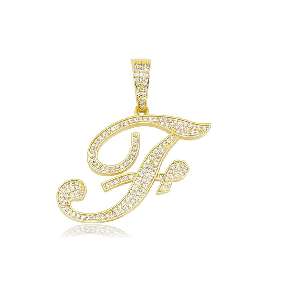 F / Gold Cursive Letter Necklace - The Gold Supply