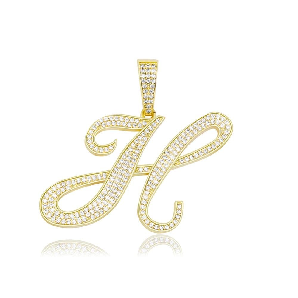 H / Gold Cursive Letter Necklace - The Gold Supply