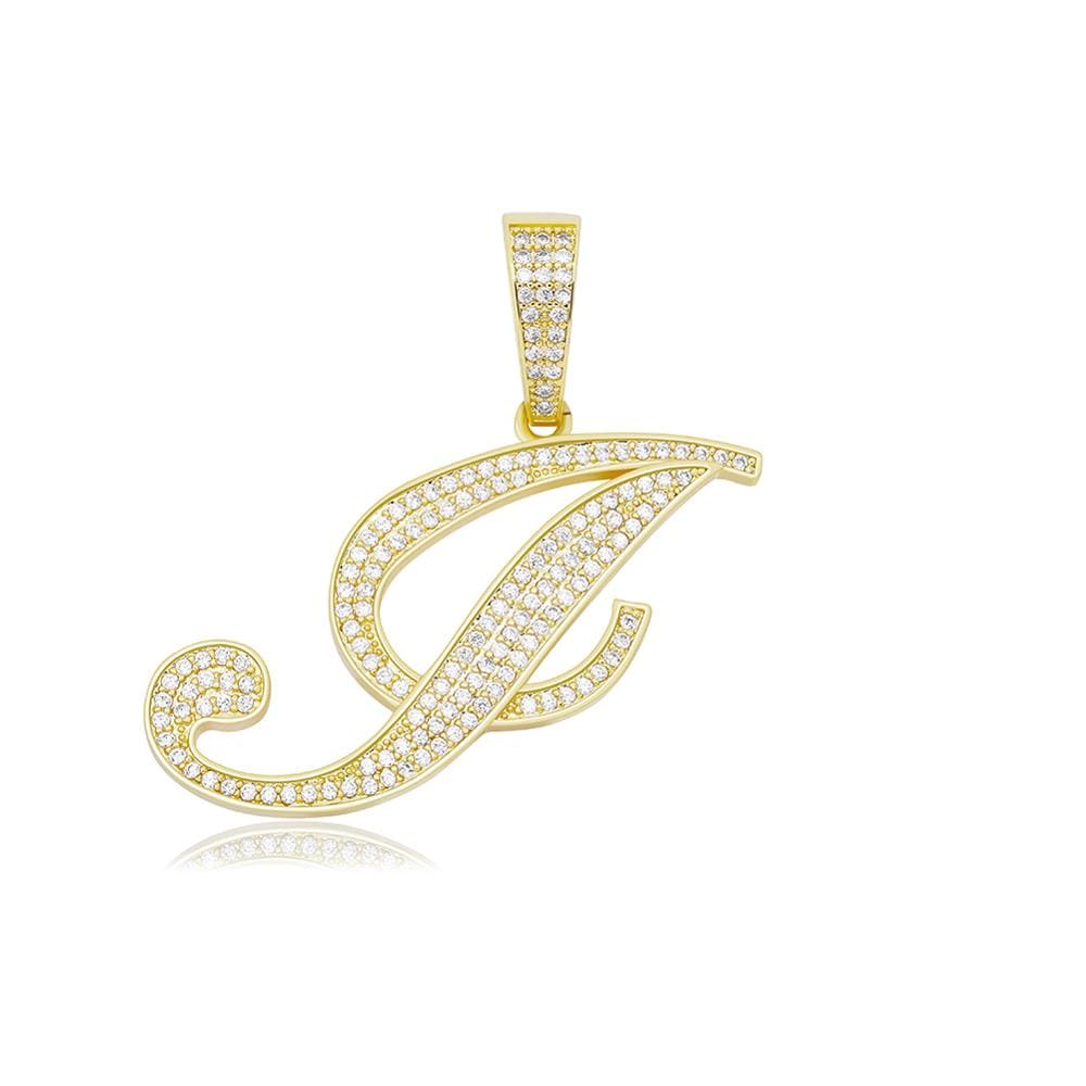 I / Gold Cursive Letter Necklace - The Gold Supply