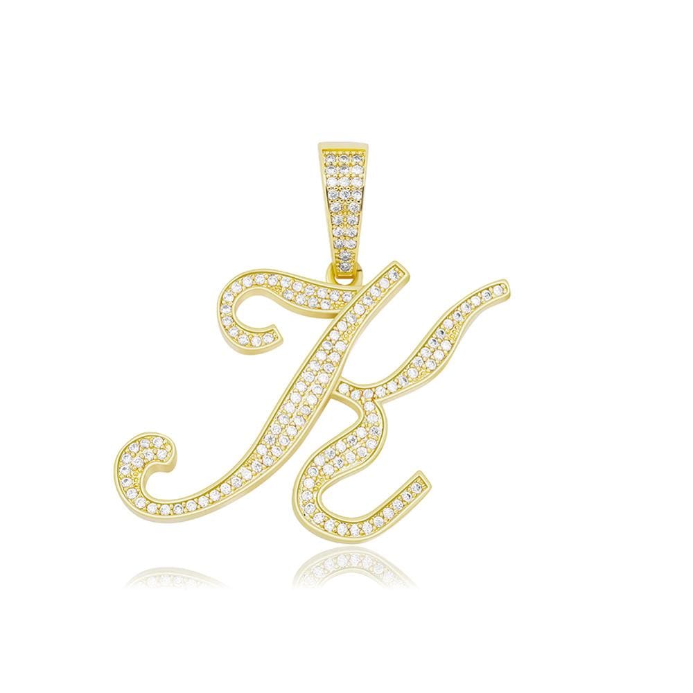 K / Gold Cursive Letter Necklace - The Gold Supply