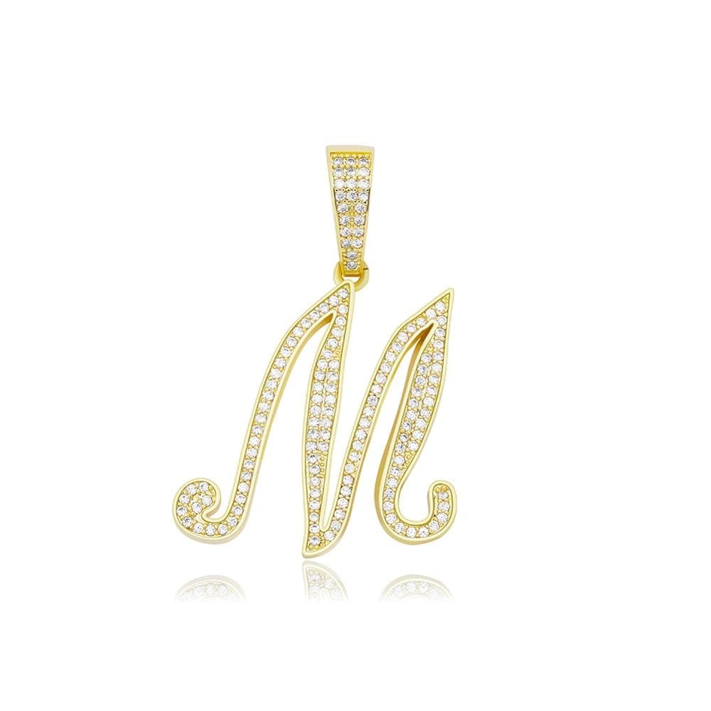 M / Gold Cursive Letter Necklace - The Gold Supply