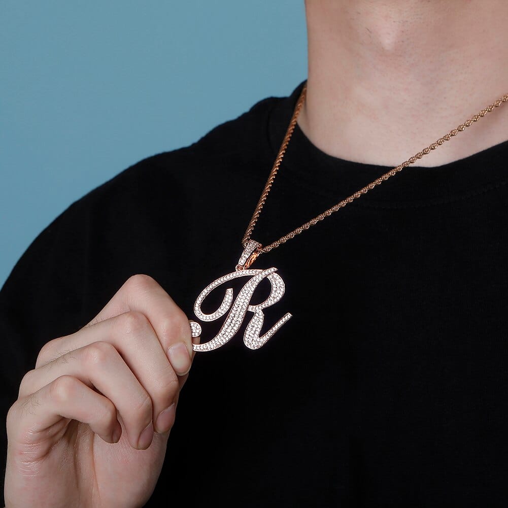R / Gold Cursive Letter Necklace - The Gold Supply