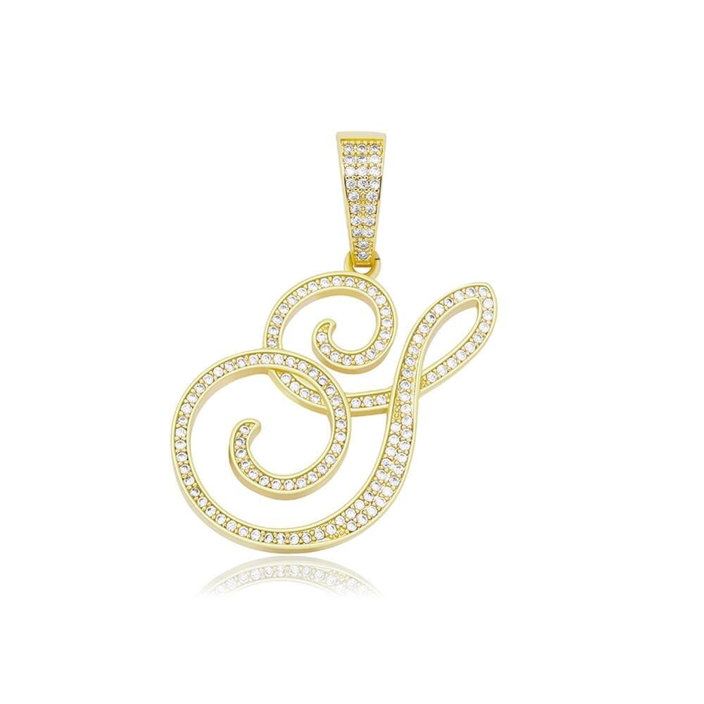 S / Gold Cursive Letter Necklace - The Gold Supply