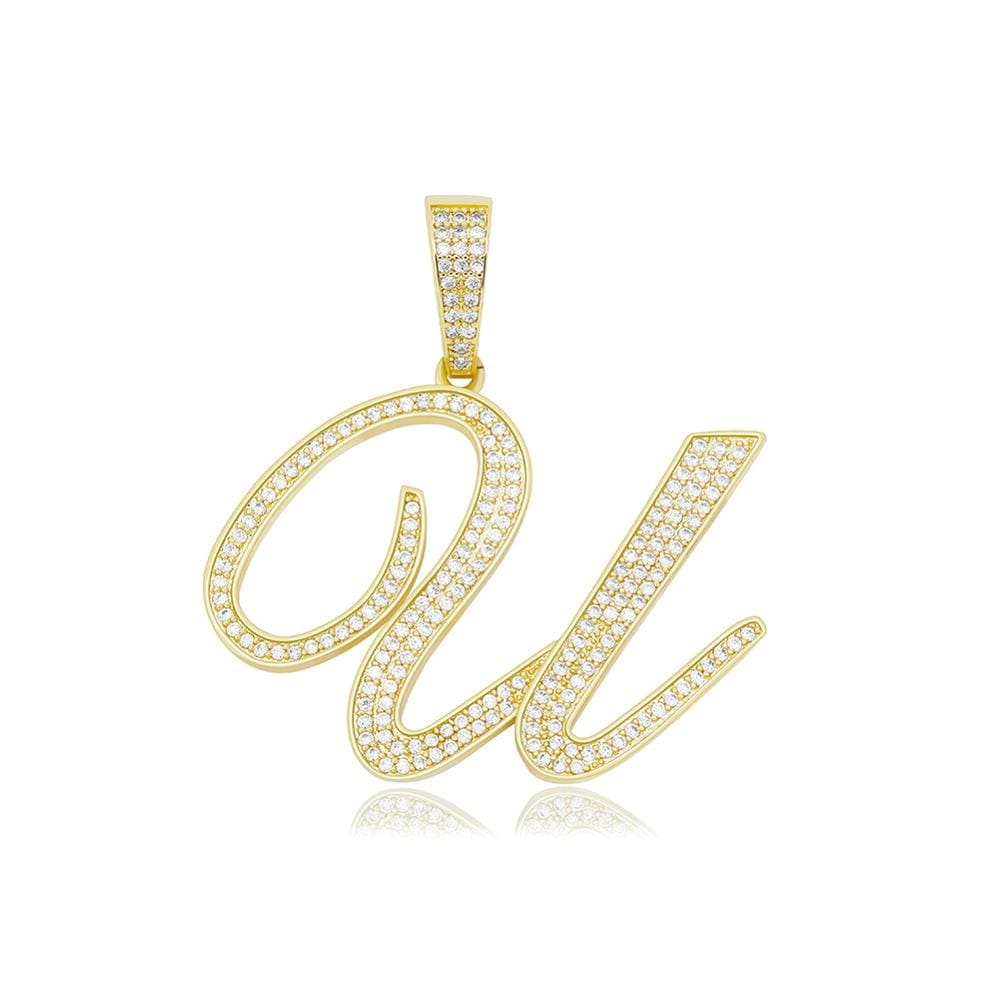 U / Gold Cursive Letter Necklace - The Gold Supply