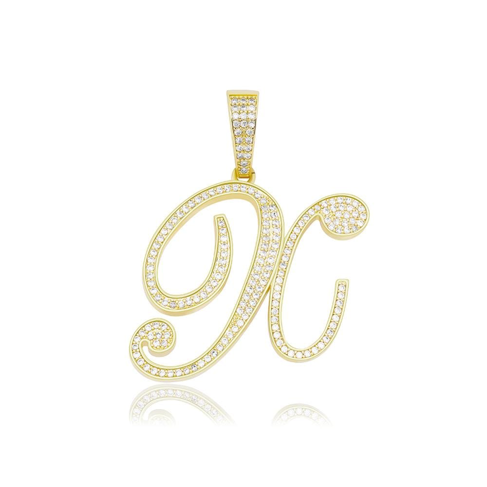 X / Gold Cursive Letter Necklace - The Gold Supply