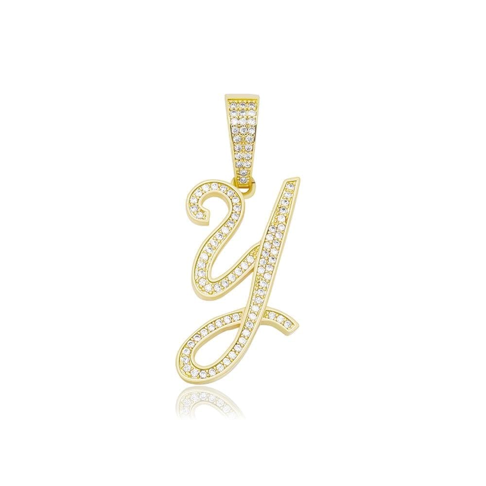 Y / Gold Cursive Letter Necklace - The Gold Supply