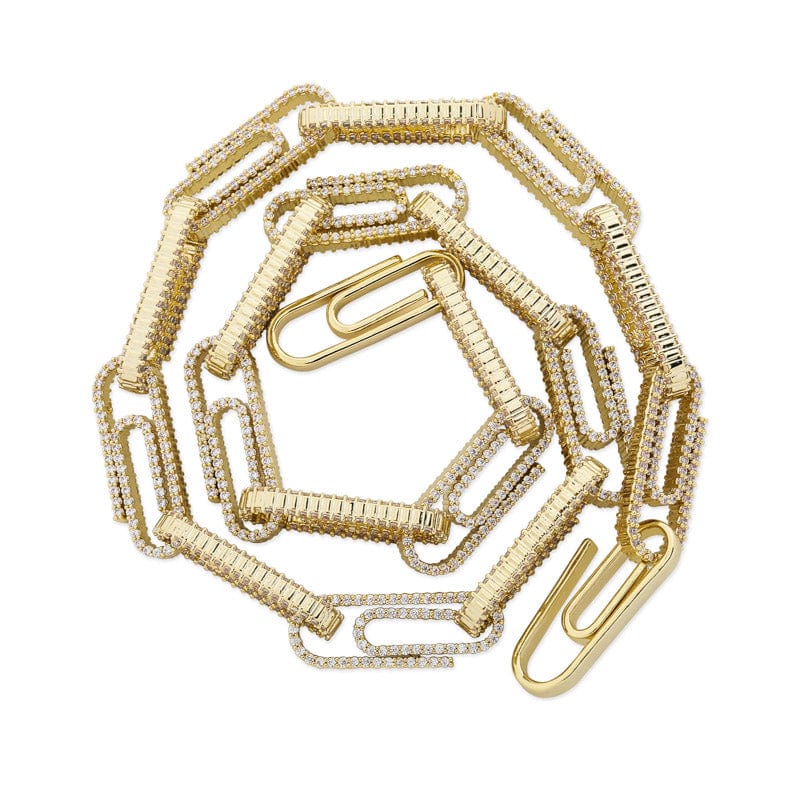 Paperclip Necklace Virgil Chain Pave Paper Clip Chain – The Gold