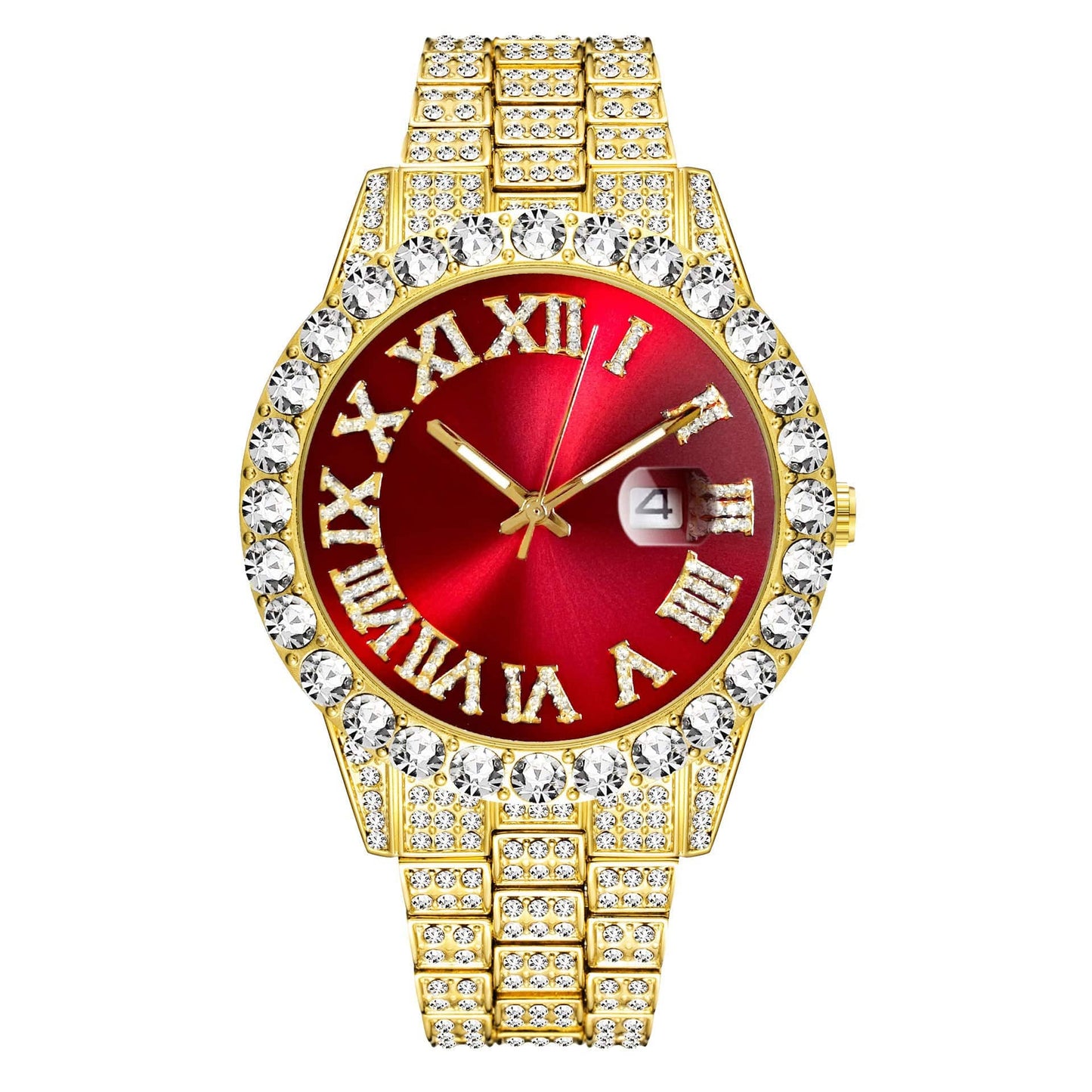 Gold / Red Roman Numeral Watch - The Gold Supply