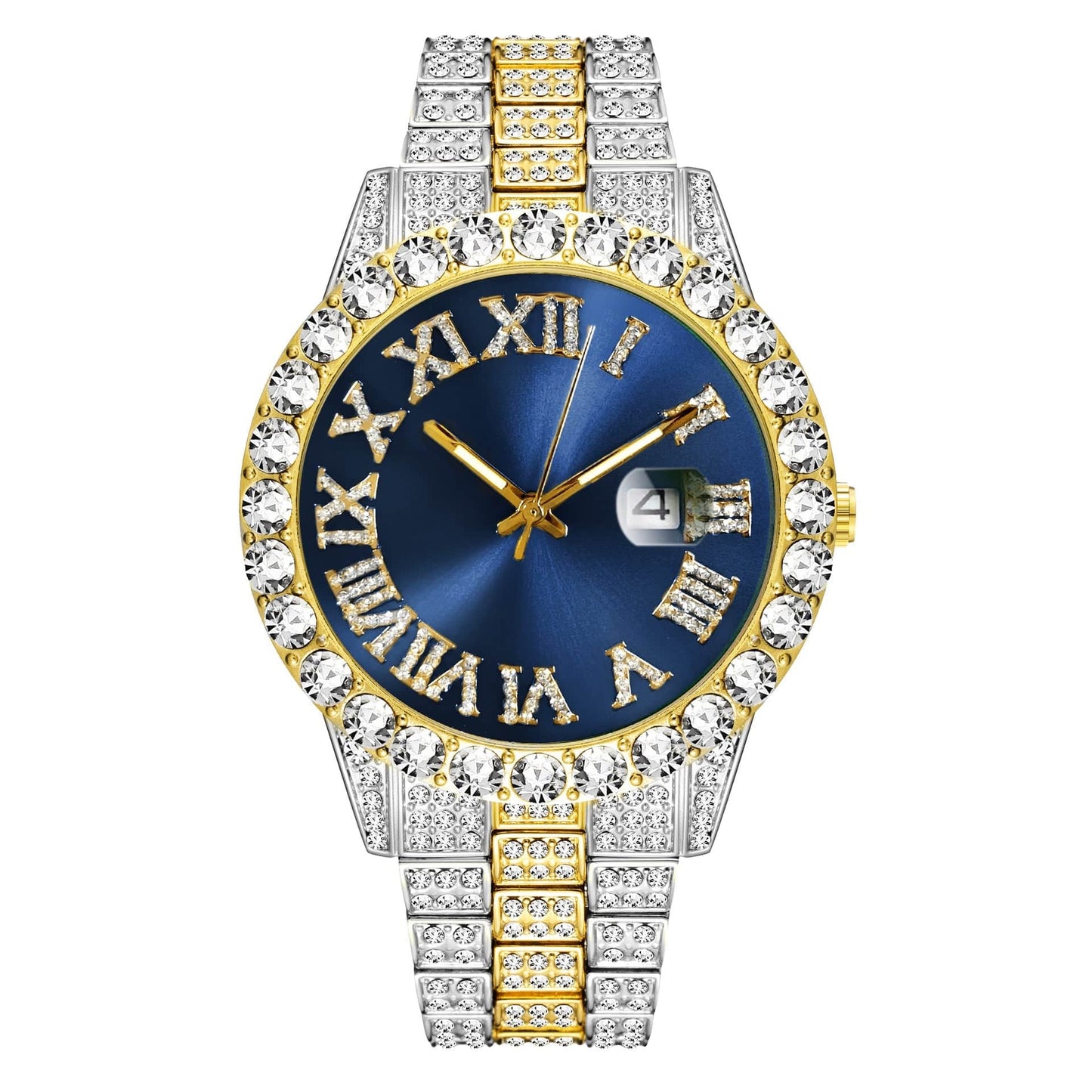 Two-Tone / Blue Roman Numeral Watch - The Gold Supply