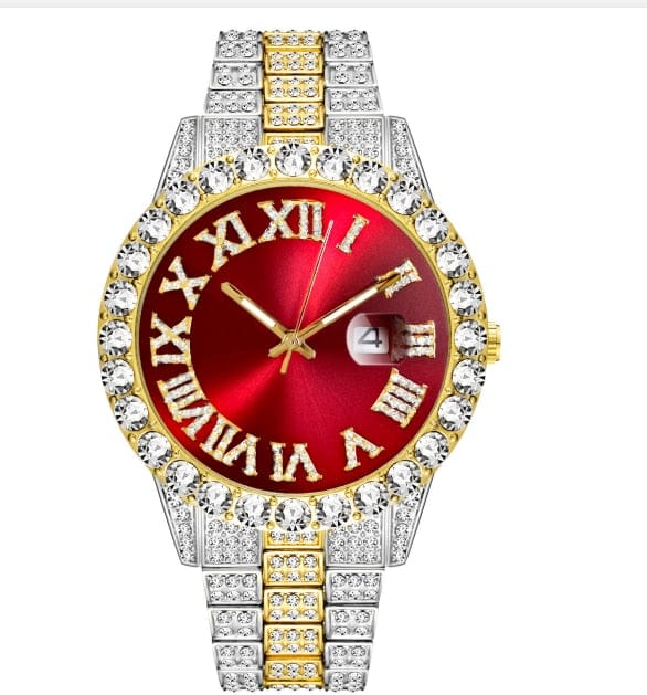 Two-Tone / Red Roman Numeral Watch - The Gold Supply