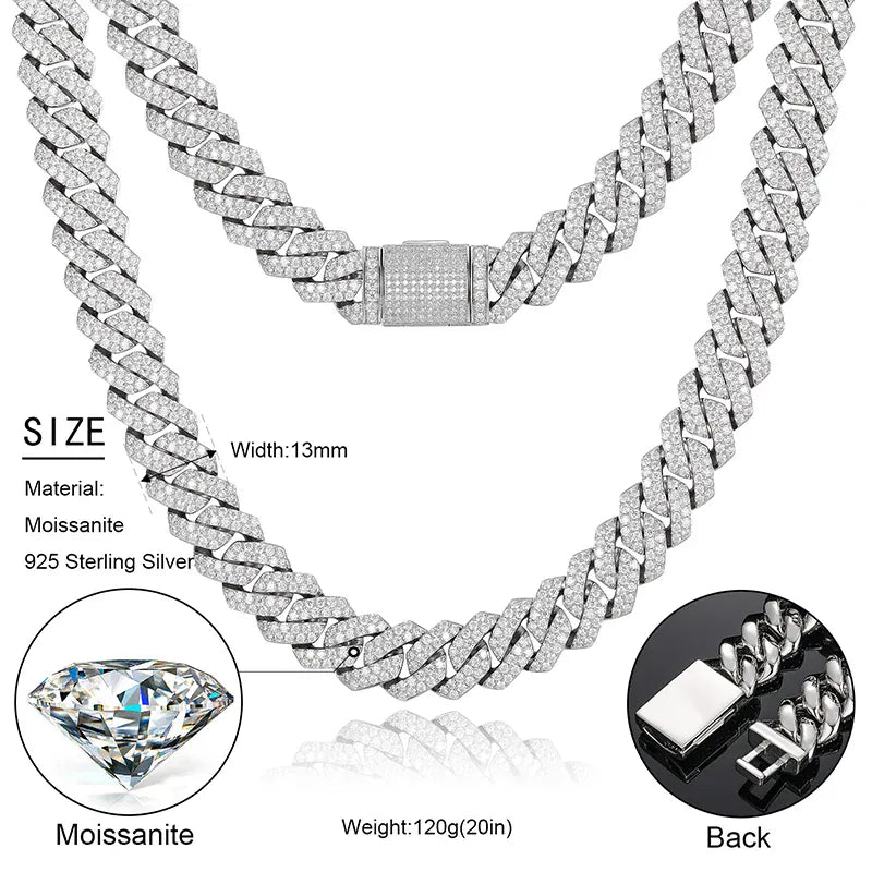 14MM Square - Edge Moissanite Cuban Link Chain 16 IN - Shop Gold Supply