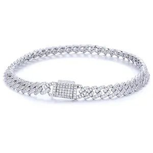 6MM Moissanite Cuban Link Chain 16 IN White Gold - Shop Gold Supply