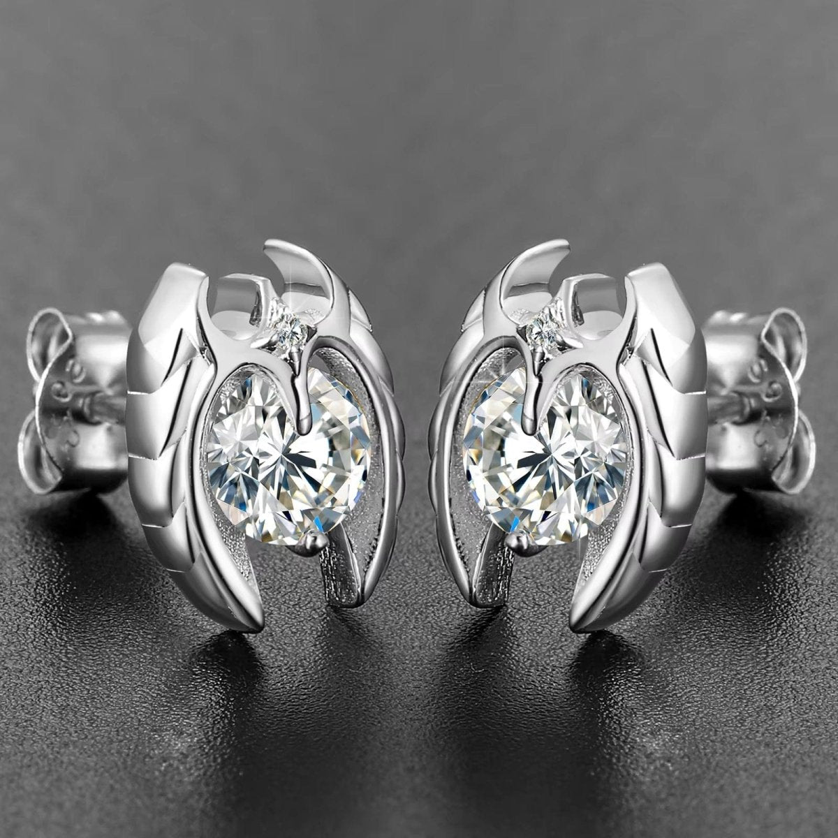 Angel Flame Moissanite Stud Earrings – “Heaven’s Fire” Edition White Gold - Shop Gold Supply