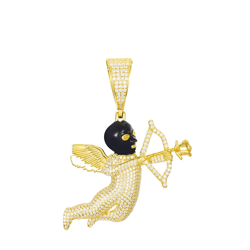 Angel Shooter Moissanite Pendant – “Love Struck” Edition Yellow Gold - Shop Gold Supply