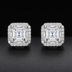 Asscher Halo Moissanite Stud Earrings – “Royal Ice” Edition - Shop Gold Supply