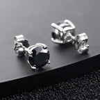 Black Moissanite Round Stud Earrings – “Shadow Ice” Edition White Gold 0.5 Carat (5MM) - Shop Gold Supply