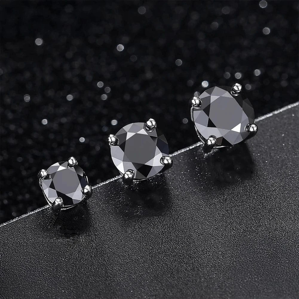 Black Moissanite Round Stud Earrings – “Shadow Ice” Edition White Gold 0.5 Carat (5MM) - Shop Gold Supply