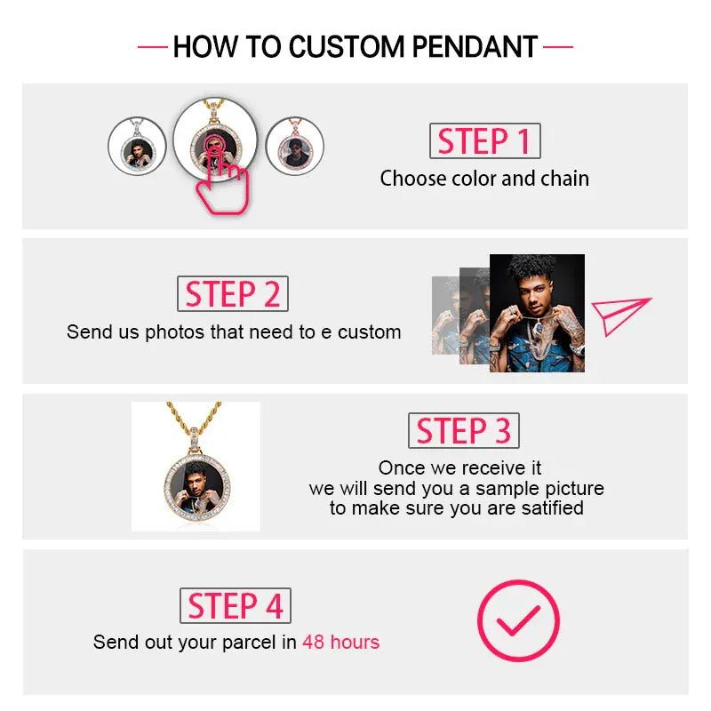 Custom Angel Wing Photo Pendant – “Heavenbound Tribute” Edition VVS1 5A CZ White Gold 18 IN Rope - Shop Gold Supply