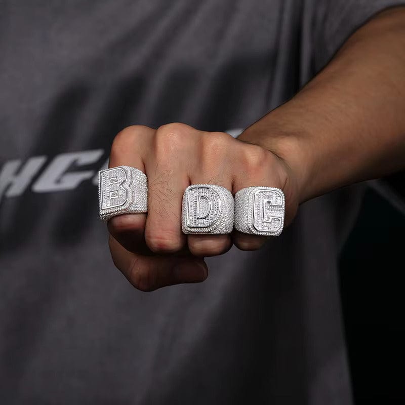 Custom Initial Iced Ring – “Prime Letter” Edition A 7 - Shop Gold Supply