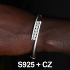 Floating Bar Bangle Bracelet – “Levitating Shine” Edition VVS 5A CZ 7 IN White Gold - Shop Gold Supply
