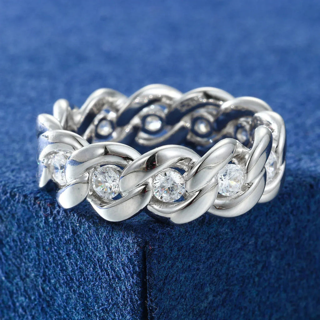 Floating Stone Cuban Link Ring – “Diamond Spine” Edition Gold 6 - Shop Gold Supply