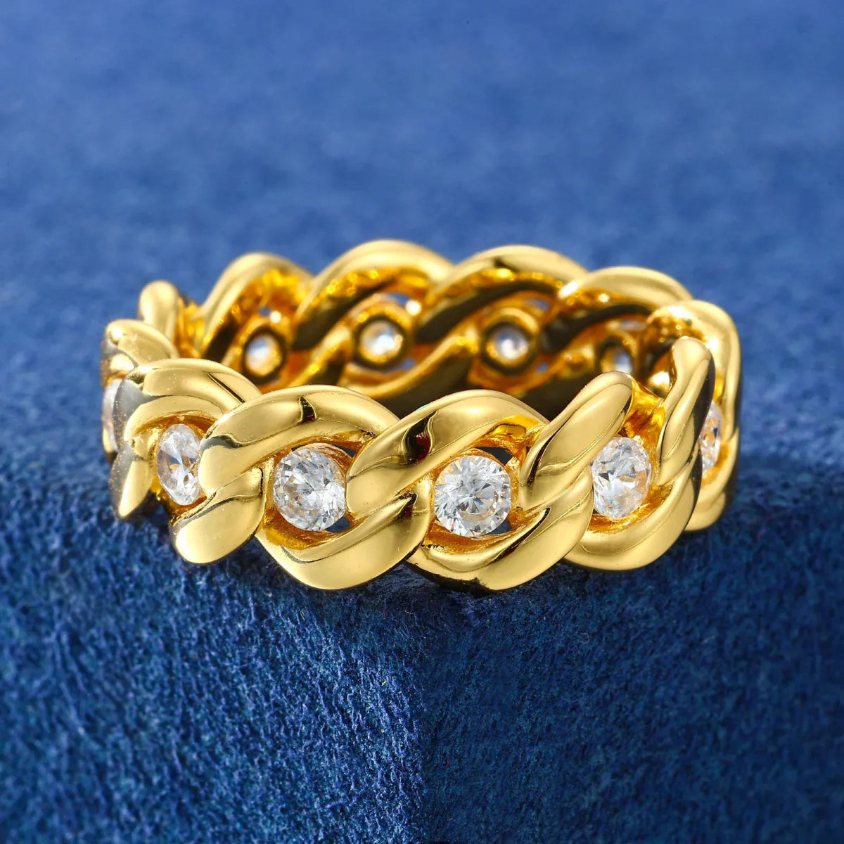 Floating Stone Cuban Link Ring – “Diamond Spine” Edition Gold 6 - Shop Gold Supply