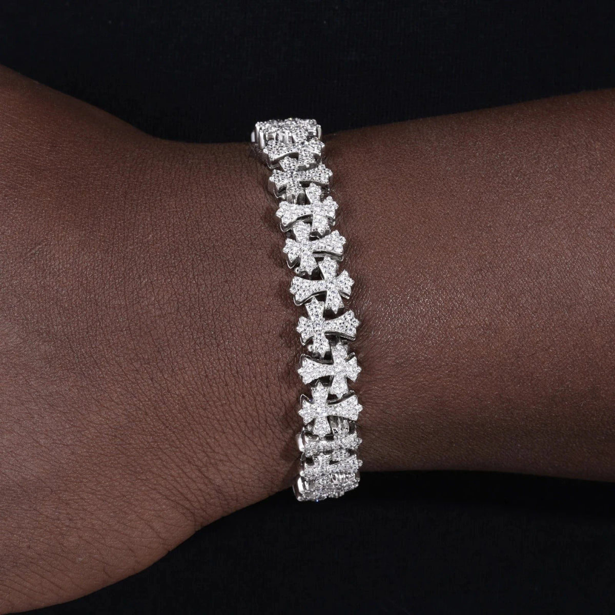 Gothic Ice Link Bracelet – “Sanctuary Shine” Edition VVS 5A CZ 6 IN White Gold - Shop Gold Supply