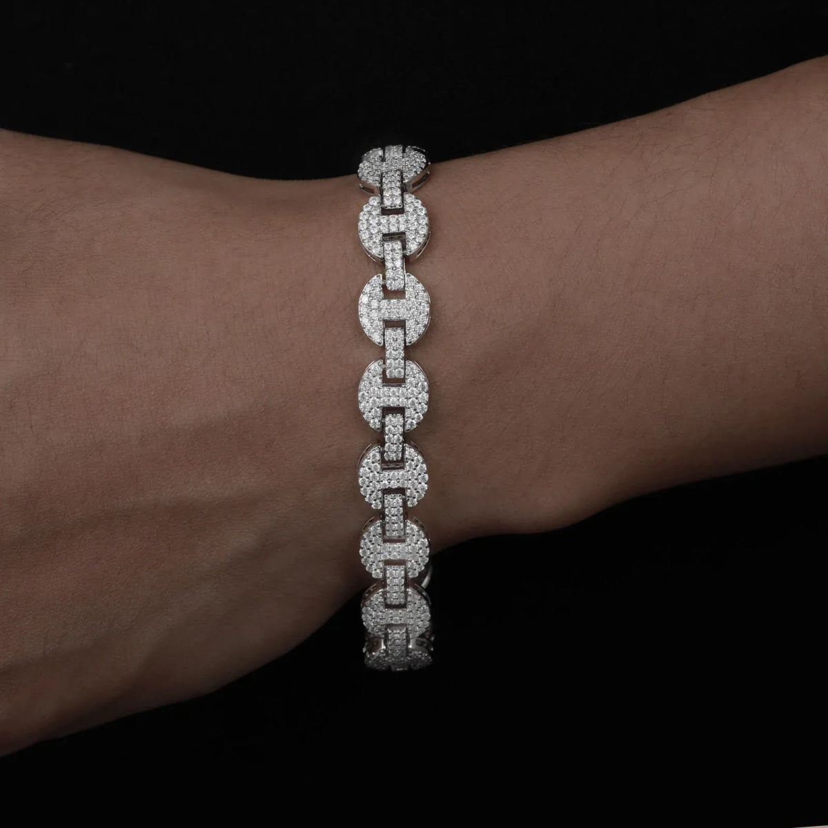 Iced Coffee Bean Link Bracelet – “Frost Bite” Edition 6MM 6 IN - Shop Gold Supply