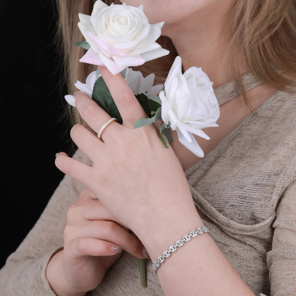 Iced Coffee Bean Link Bracelet – “Frost Bite” Edition 6MM 6 IN - Shop Gold Supply