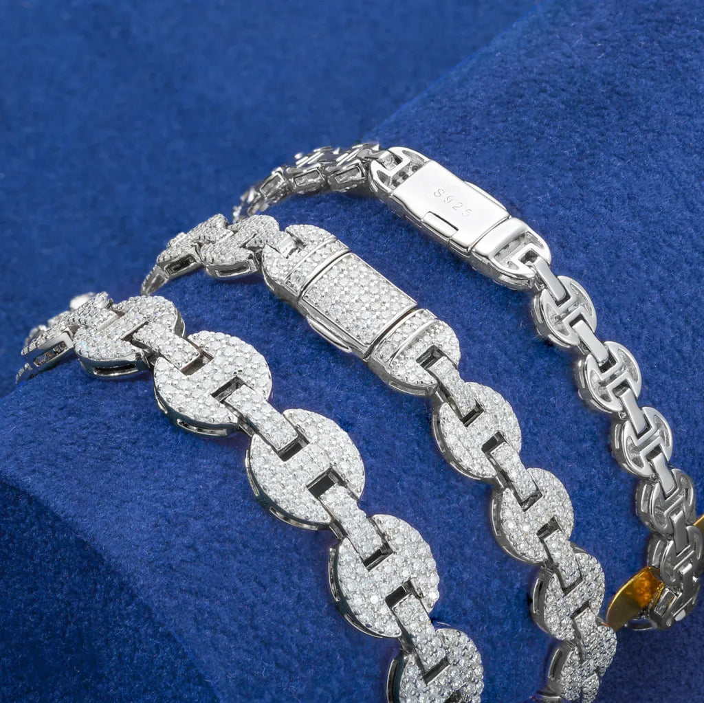 Iced Coffee Bean Link Bracelet – “Frost Bite” Edition 6MM 6 IN - Shop Gold Supply