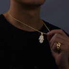 Iced Hamsa Moissanite Pendant – “Divine Protection” Edition Yellow Gold - Shop Gold Supply