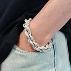 Iced Rope Bracelet – “Glacier Twist” Edition White Gold 6 IN 8MM Moissanite - Shop Gold Supply