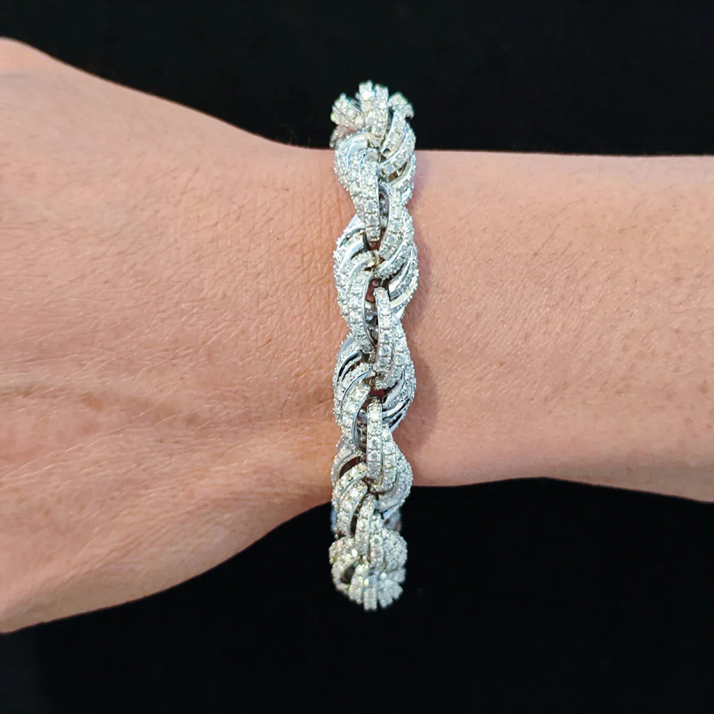 Iced Rope Bracelet – “Glacier Twist” Edition White Gold 6 IN 8MM Moissanite - Shop Gold Supply