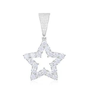 Iced Star Moissanite Pendant – “North Star Shine” Edition White Gold - Shop Gold Supply