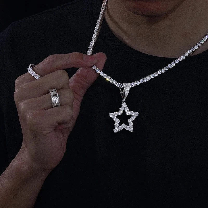 Iced Star Moissanite Pendant – “North Star Shine” Edition Yellow Gold - Shop Gold Supply