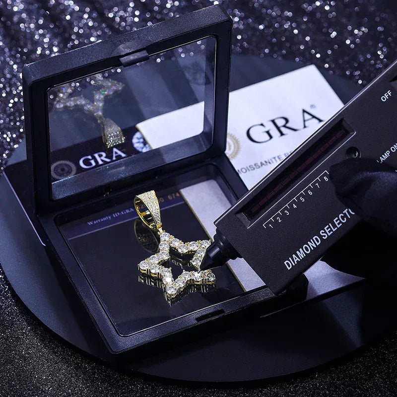 Iced Star Moissanite Pendant – “North Star Shine” Edition Yellow Gold - Shop Gold Supply