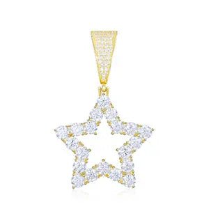 Iced Star Moissanite Pendant – “North Star Shine” Edition Yellow Gold - Shop Gold Supply