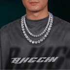 Iced Titan Moissanite Side Set Tennis Chain – “Heavyweight Halo” Edition Yellow Gold 16 IN (Necklace) - Shop Gold Supply