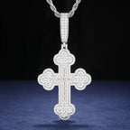 Imperial Iced Cross Pendant – “Crown of Light” Edition Moissanite White Gold - Shop Gold Supply
