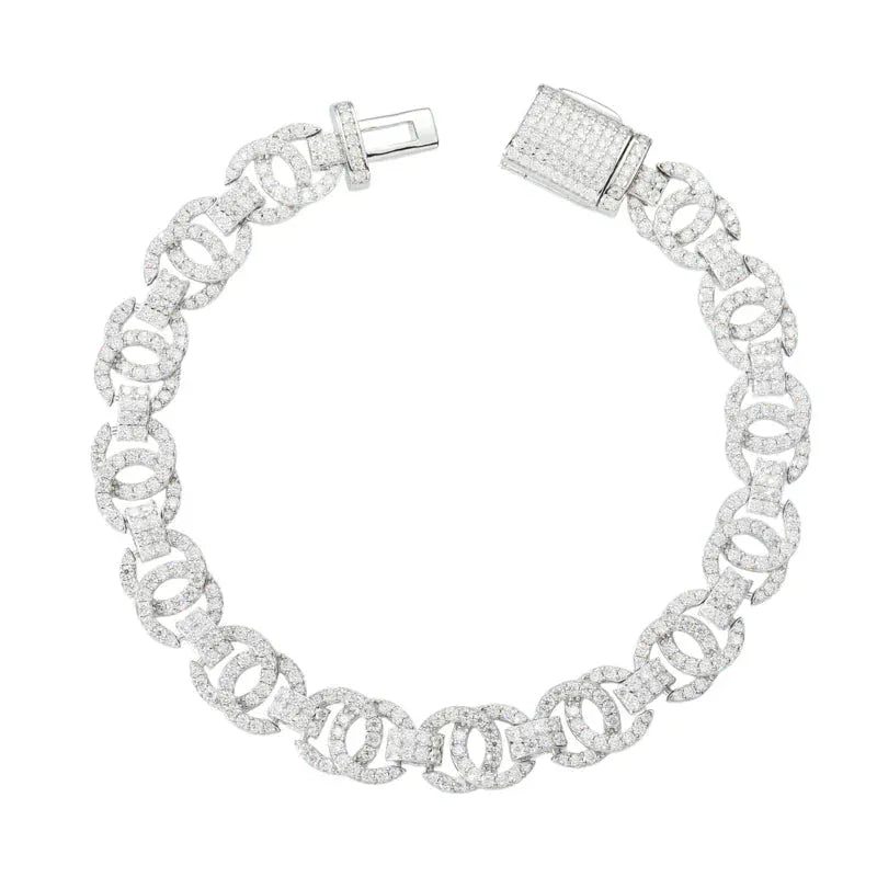 White Gold / 7 IN Interlock Moissanite Bracelet – “Eternal Loop” Edition - The Gold Supply