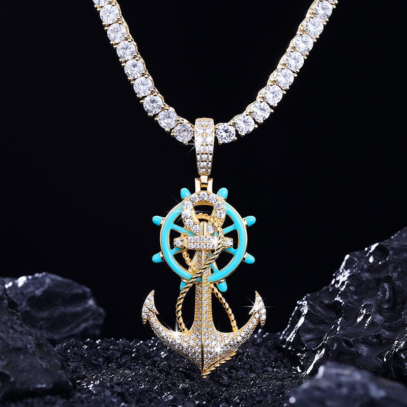 Moissanite Glow Anchor Helm Pendant – “Stormproof” Edition - Shop Gold Supply