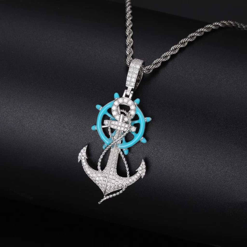 Moissanite Glow Anchor Helm Pendant – “Stormproof” Edition Yellow Gold - Shop Gold Supply