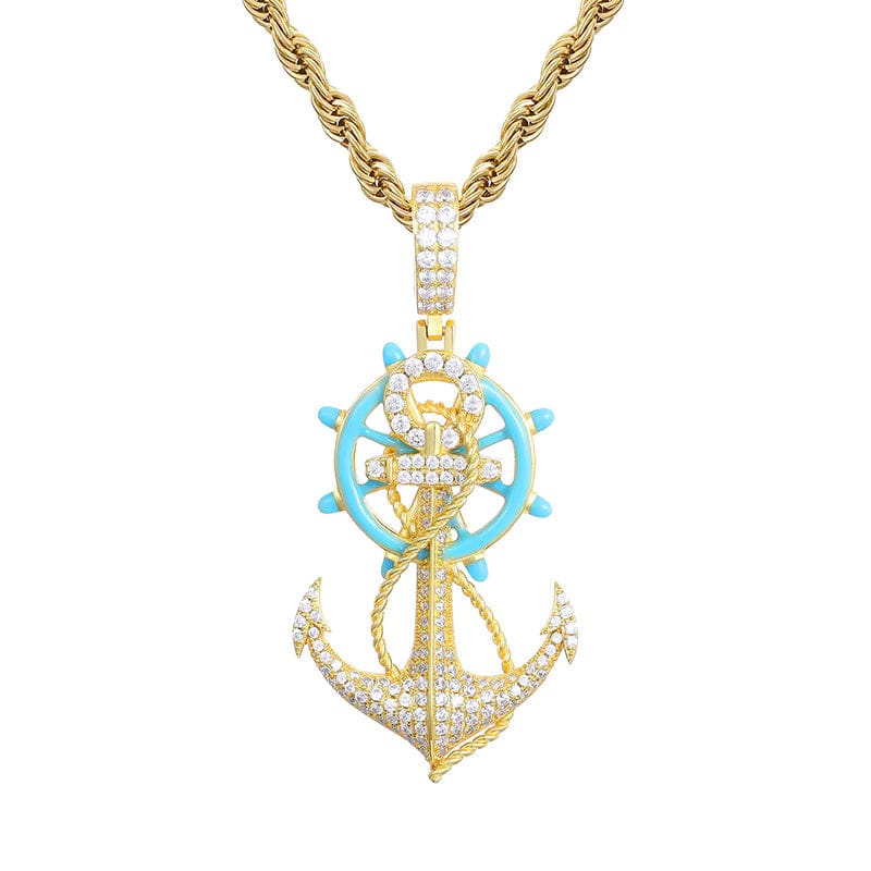 Moissanite Glow Anchor Helm Pendant – “Stormproof” Edition Yellow Gold - Shop Gold Supply