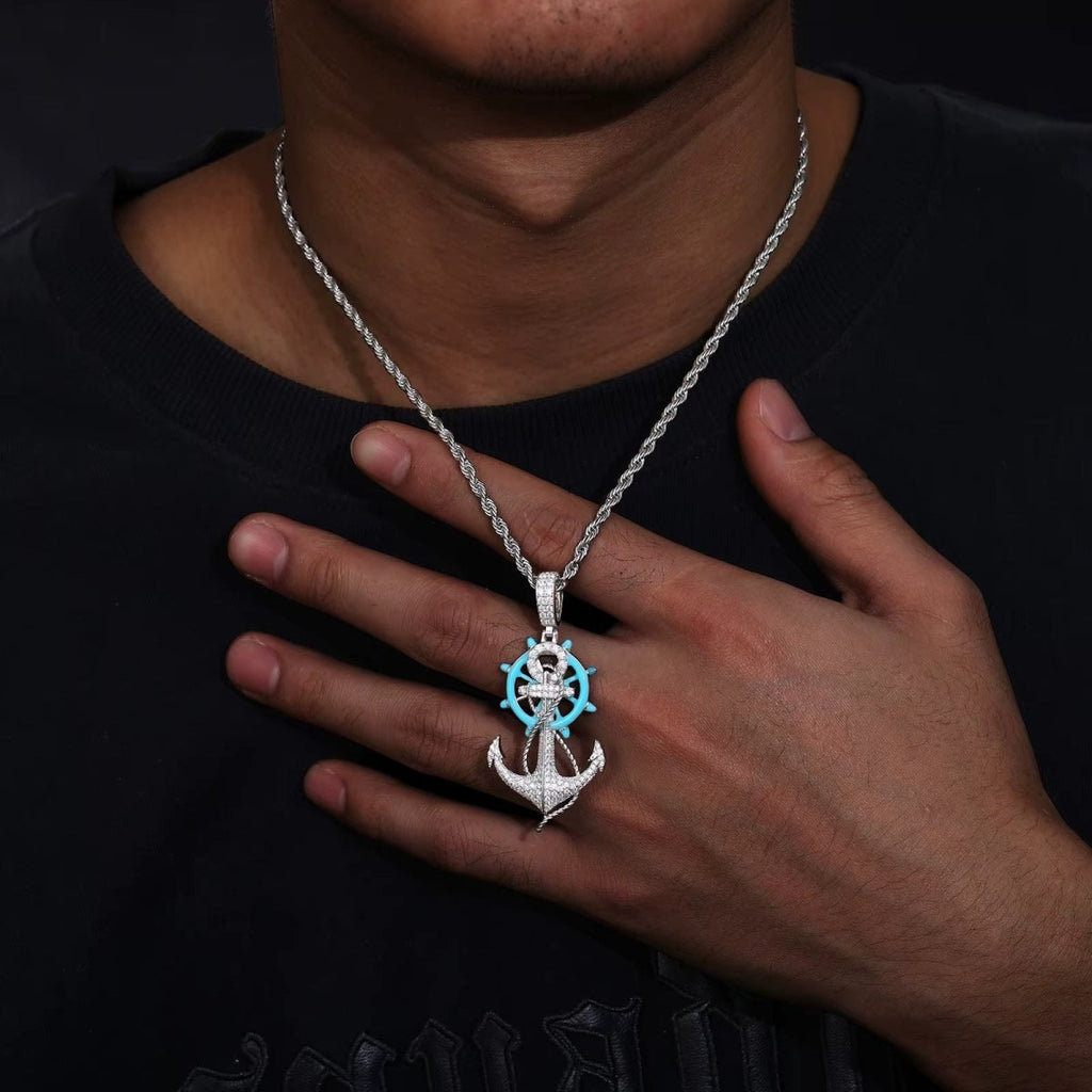 Moissanite Glow Anchor Helm Pendant – “Stormproof” Edition Yellow Gold - Shop Gold Supply