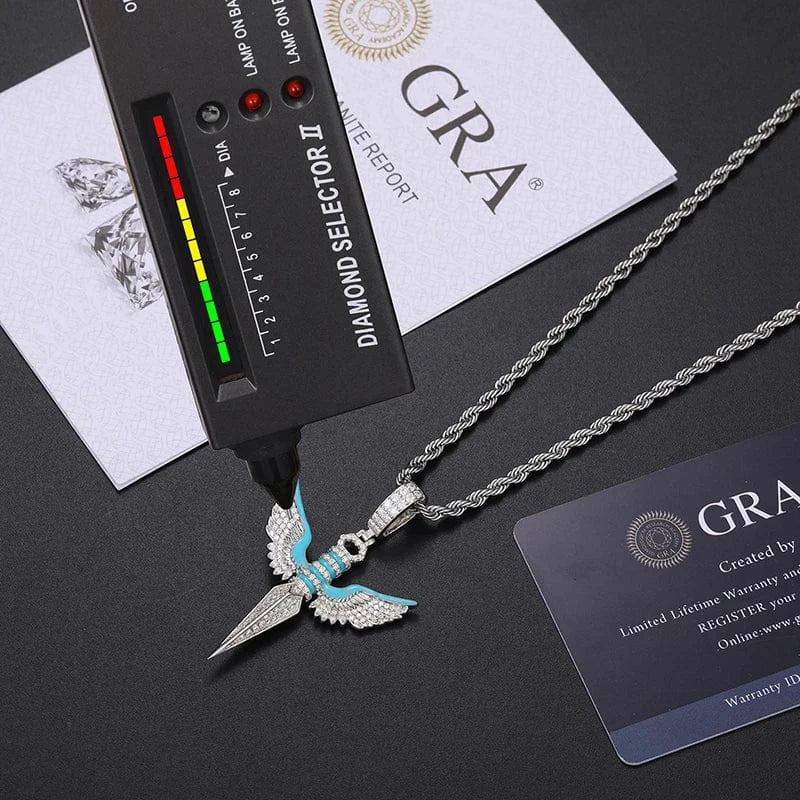 Moissanite Glow Angel Dagger Pendant – “Heaven’s Edge” Edition - Shop Gold Supply