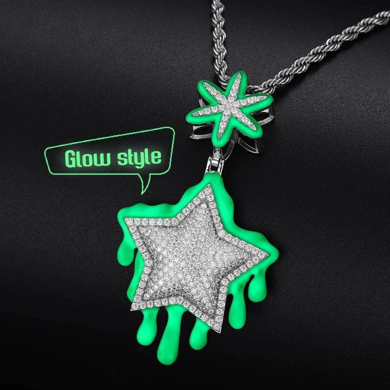 Moissanite Glow Drip Star Pendant – “Stellar Melt” Edition - Shop Gold Supply