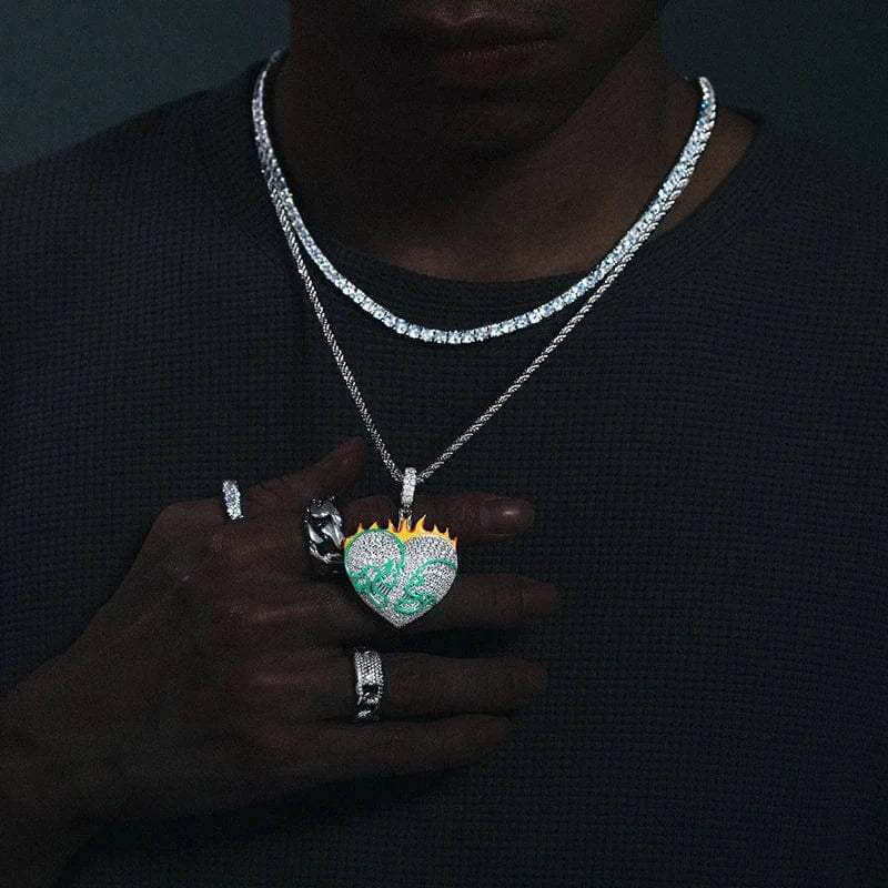 Moissanite Glow Fire Heart Pendant – “Burning Desire” Edition - Shop Gold Supply