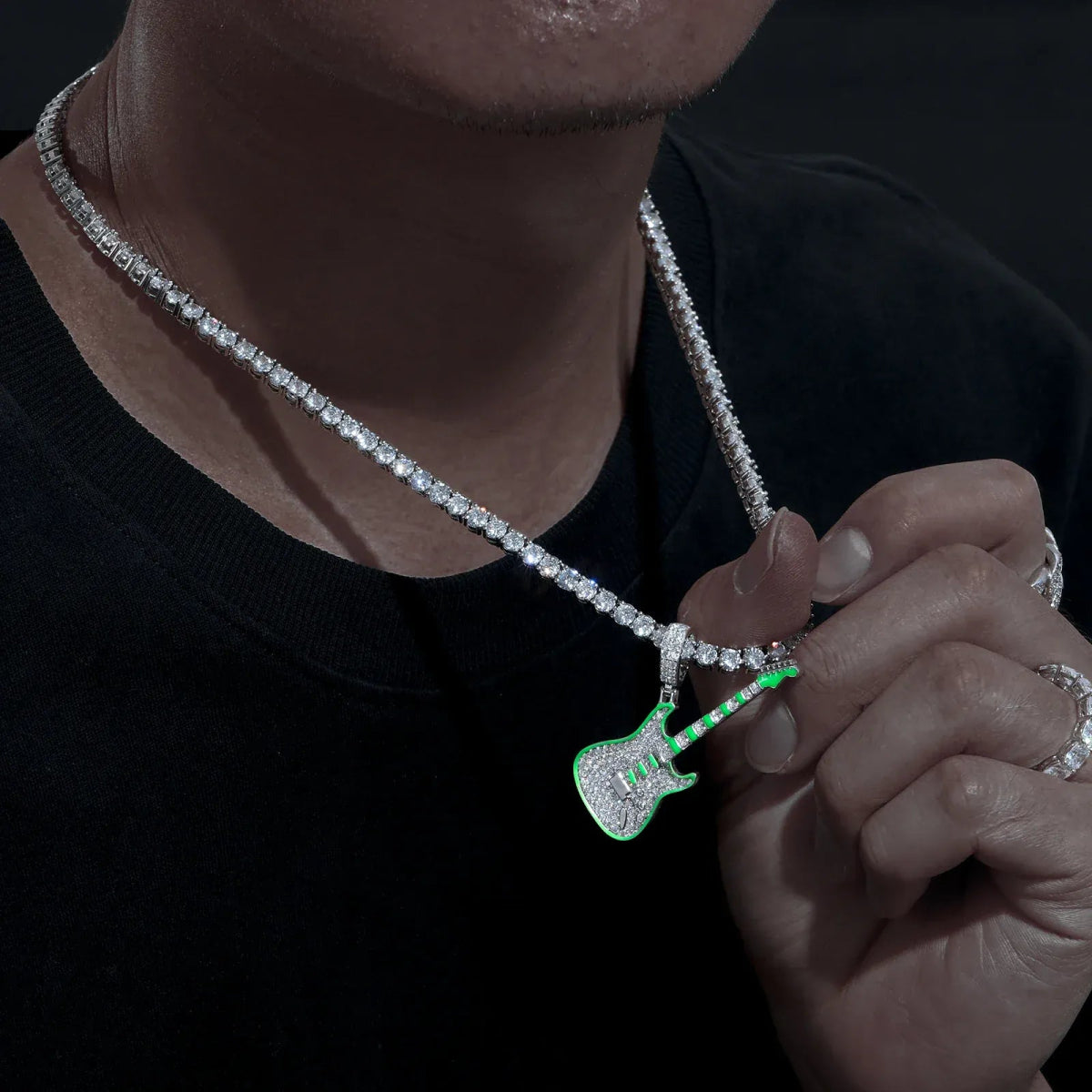 Moissanite Glow Guitar Pendant – “Electric Pulse” Edition - Shop Gold Supply